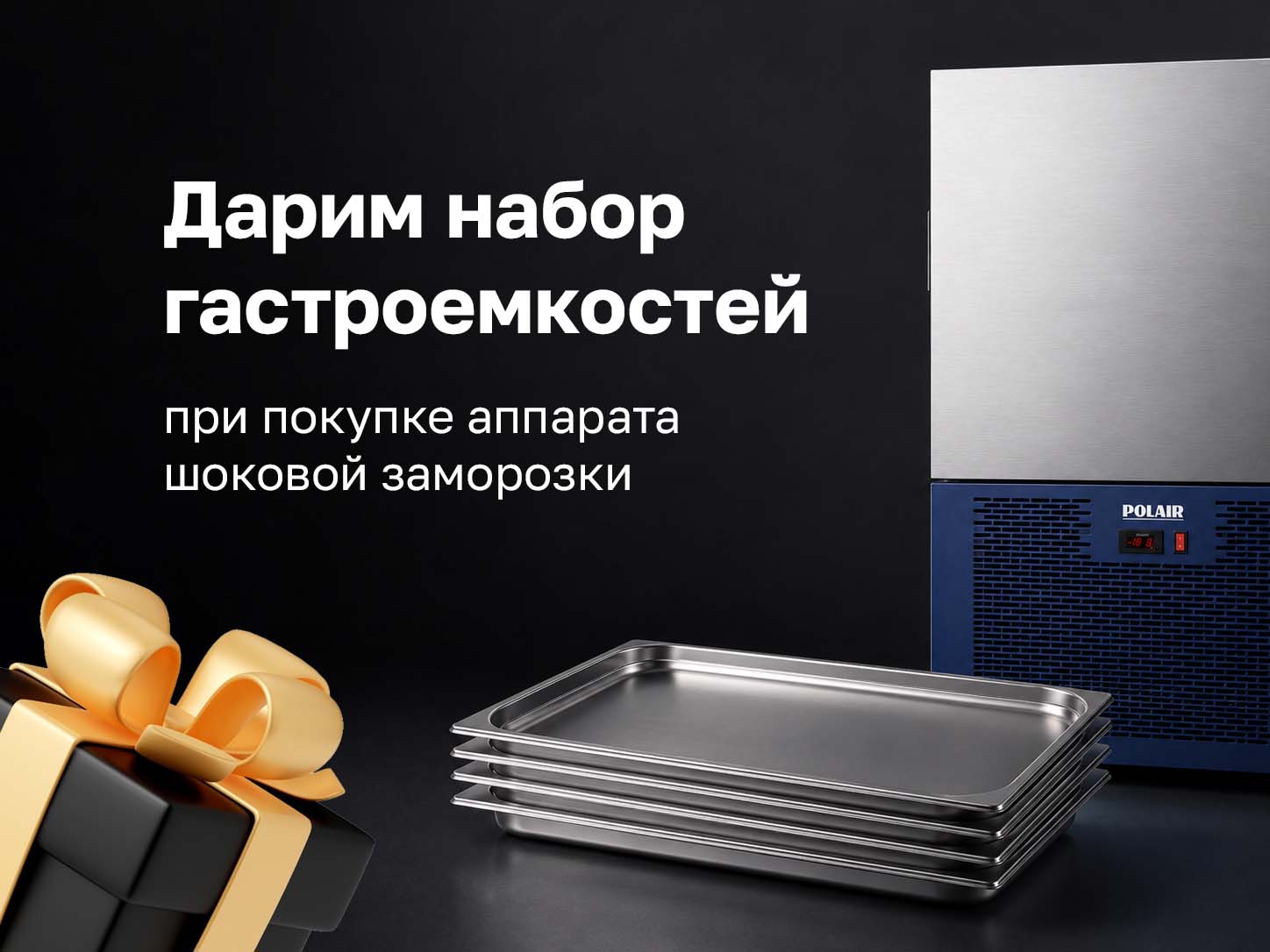 Все в комплекте: набор гастроемкостей в подарок при покупке шокера Polair Все в комплекте: набор гастроемкостей в подарок при покупке шокера Polair